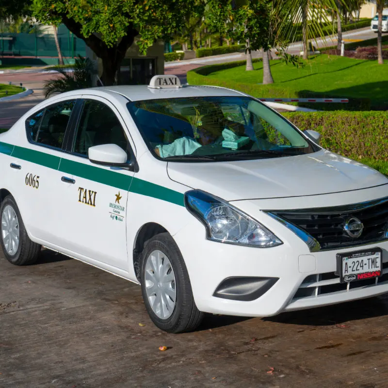 Taxi Parked in the Hotel Zone in Cancun, Mexico