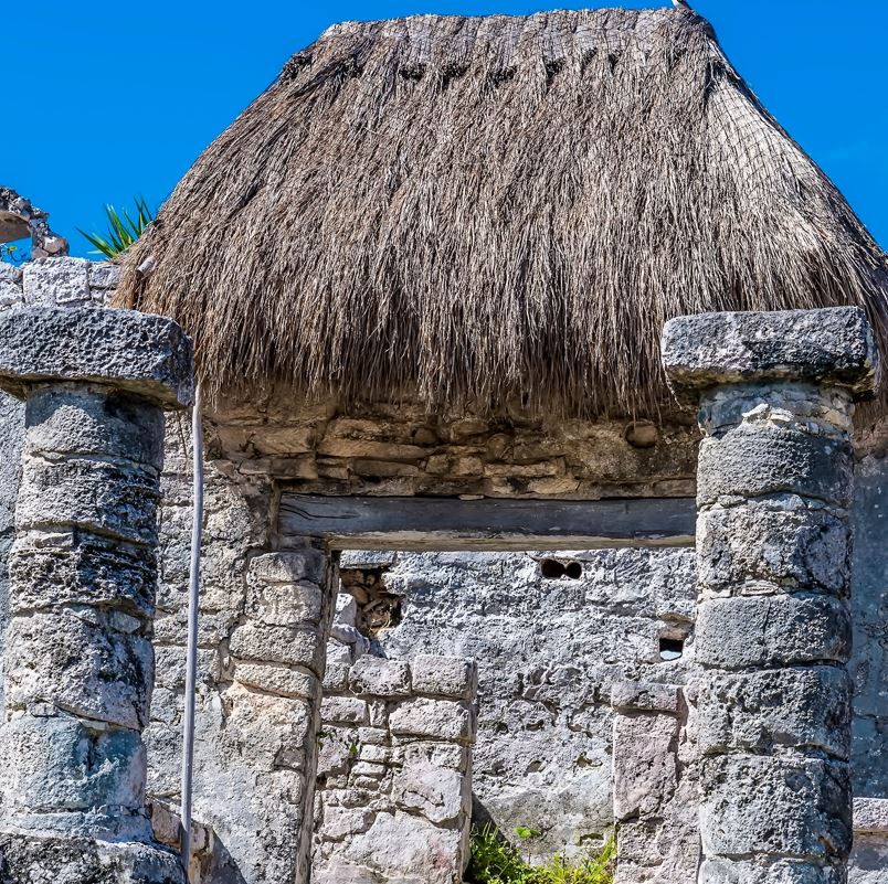 tulum ruins palm roof