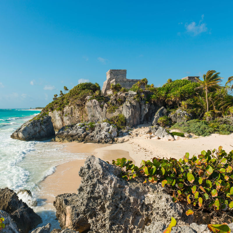 Tulum's famous archeological site and sea