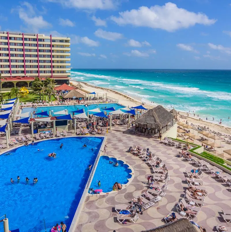 aerial view of a resort in cancun