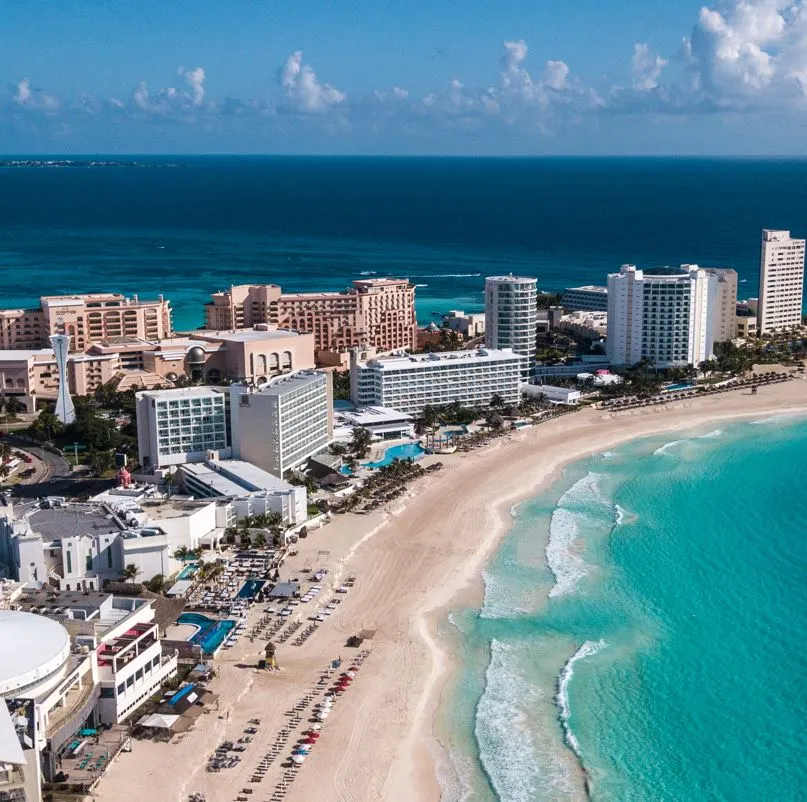 aerial view of the cancun hotel zone