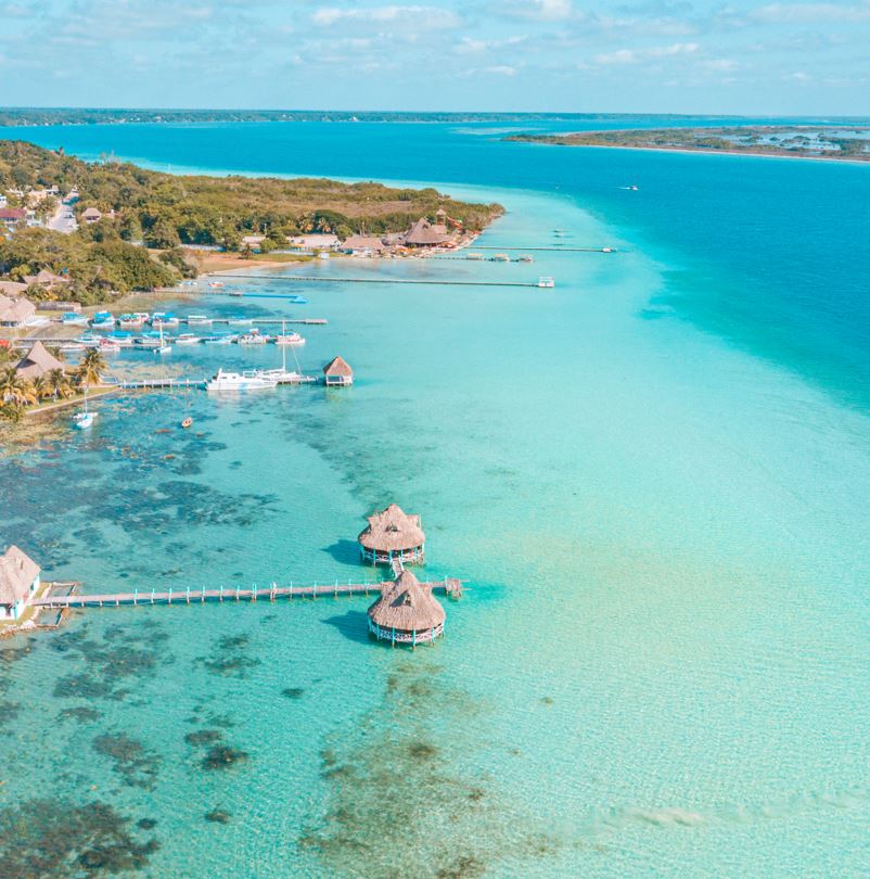 Aerial view of bacalar in mexico