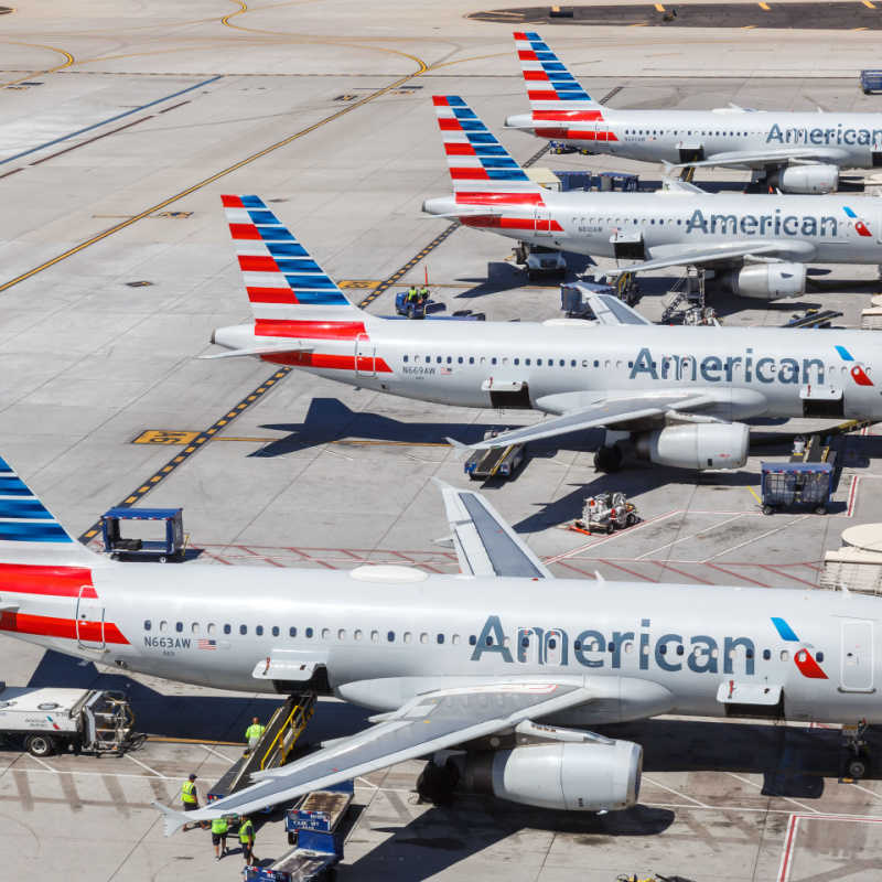 American Airlines planes parked on a tarmac in Cancun