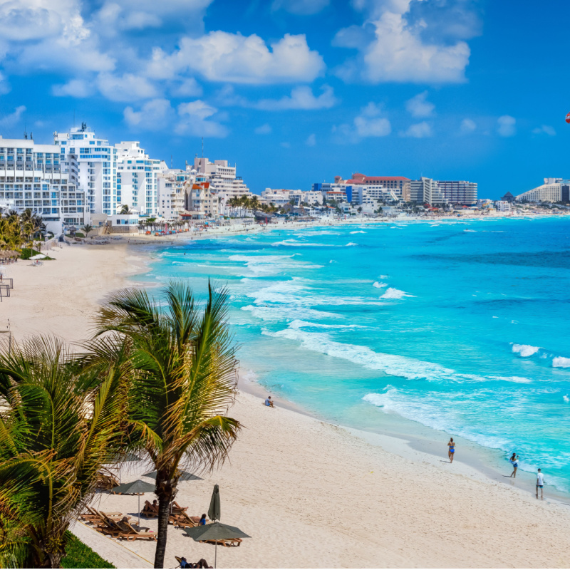The Cancun tourist zone beaches