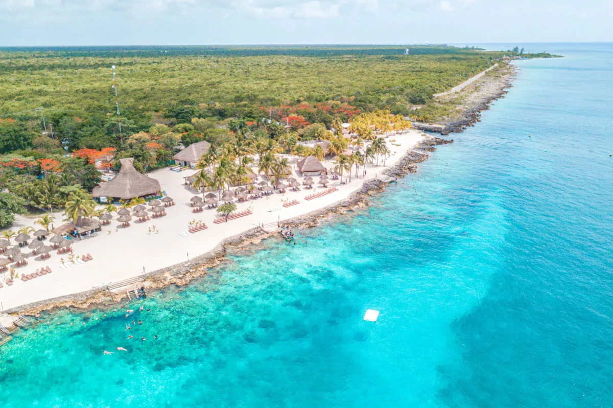 Aerial view of Cozumel Beach