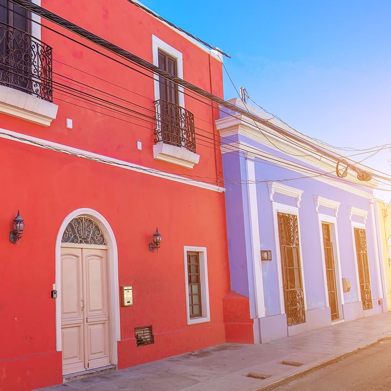 a street in Merida with colonial houses