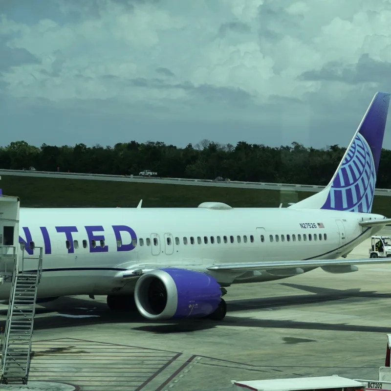 United Airplane in Cancun, Mexico