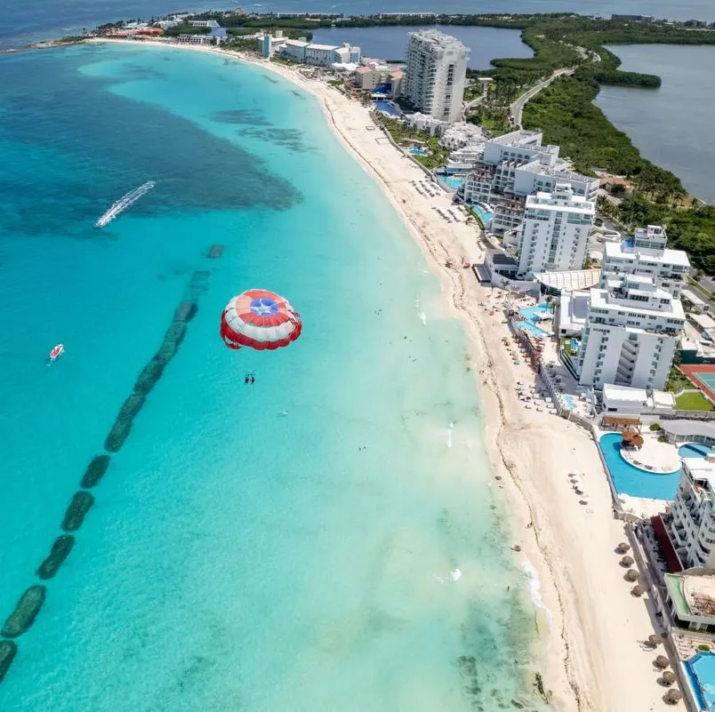 aerial view of cancun hotel zone