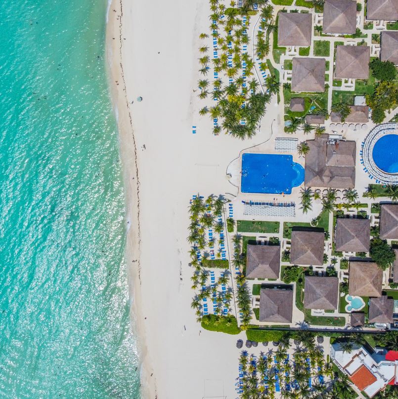 aerial view of resort in mexico