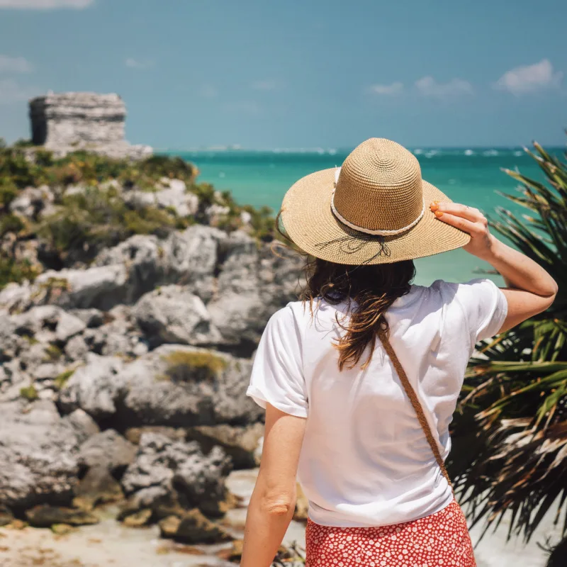 woman looking at ocean