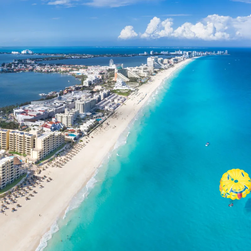 Aerial view of cancun hotel zone