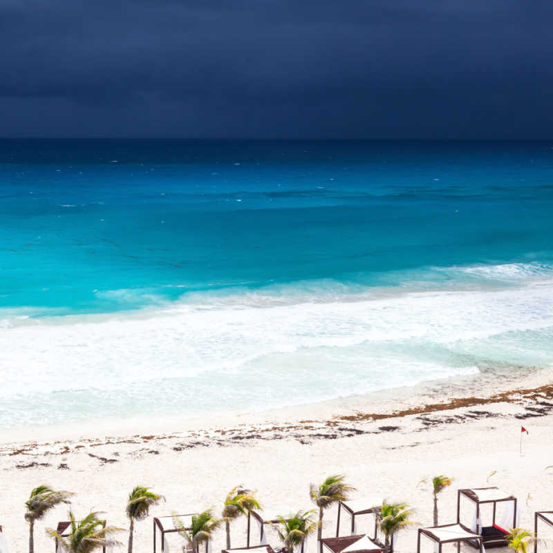a storm approaching cancun and its beaches