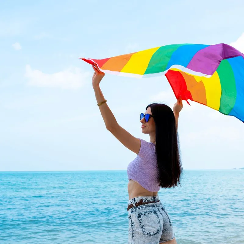 Girl with pride flag