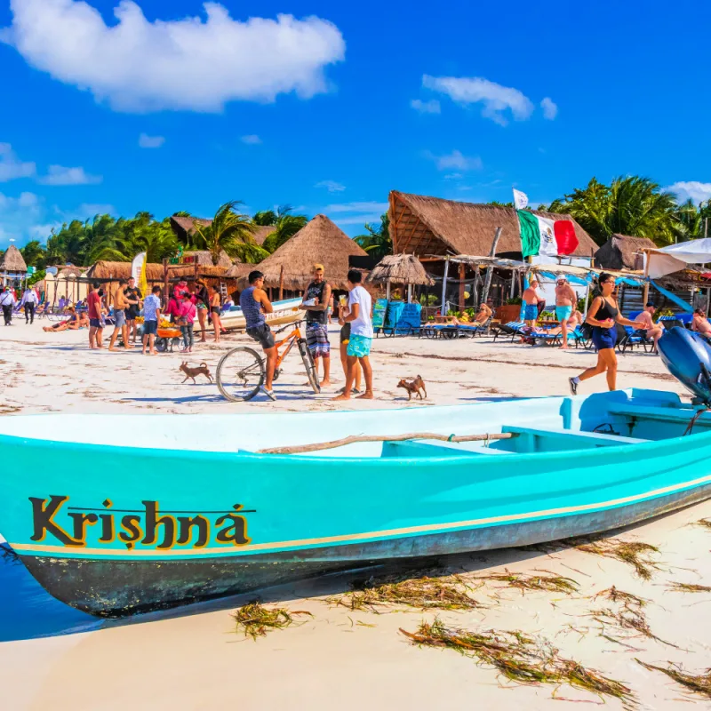 Boat parked on a beach in Mexico