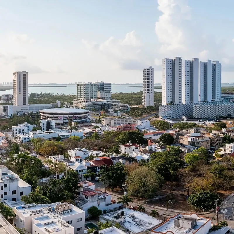 Aerial View of Downtown Cancun, Mexico