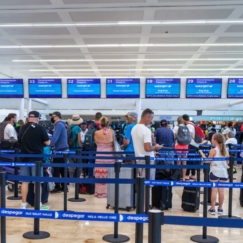 Busy Cancun Airport Filled With Tourists