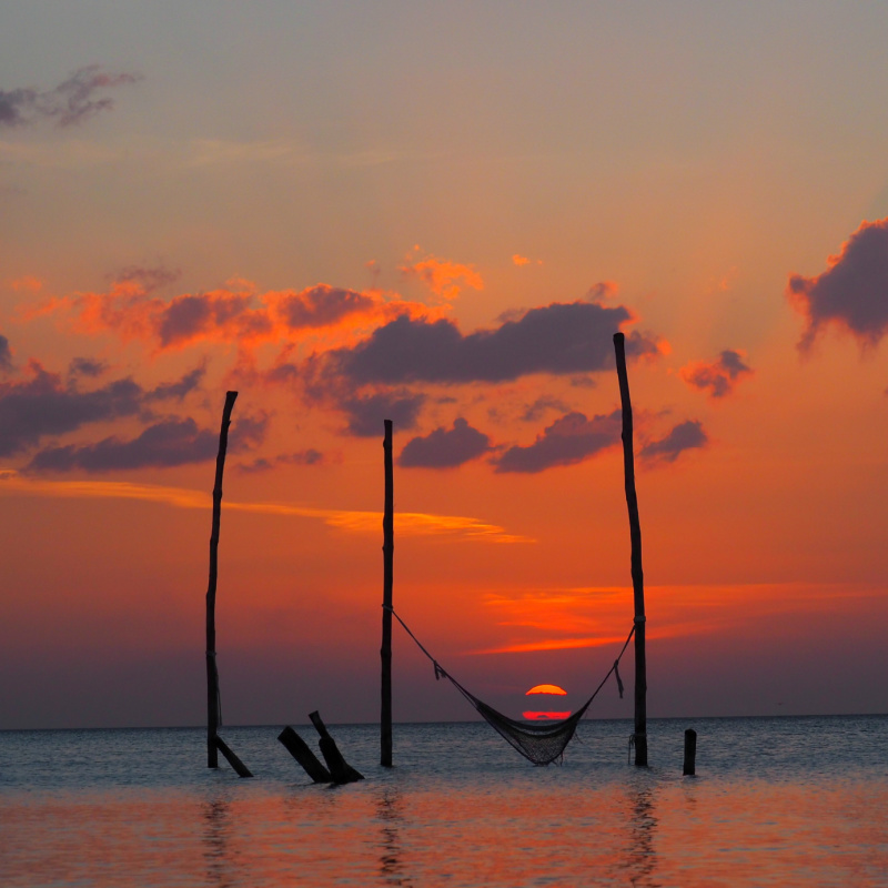 Hammock at Sunset Off the Island of Holbox, Mexico
