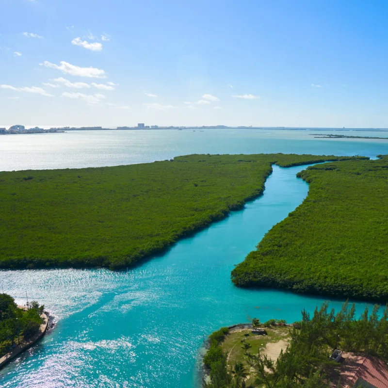 aerial view of nichupte lagoon