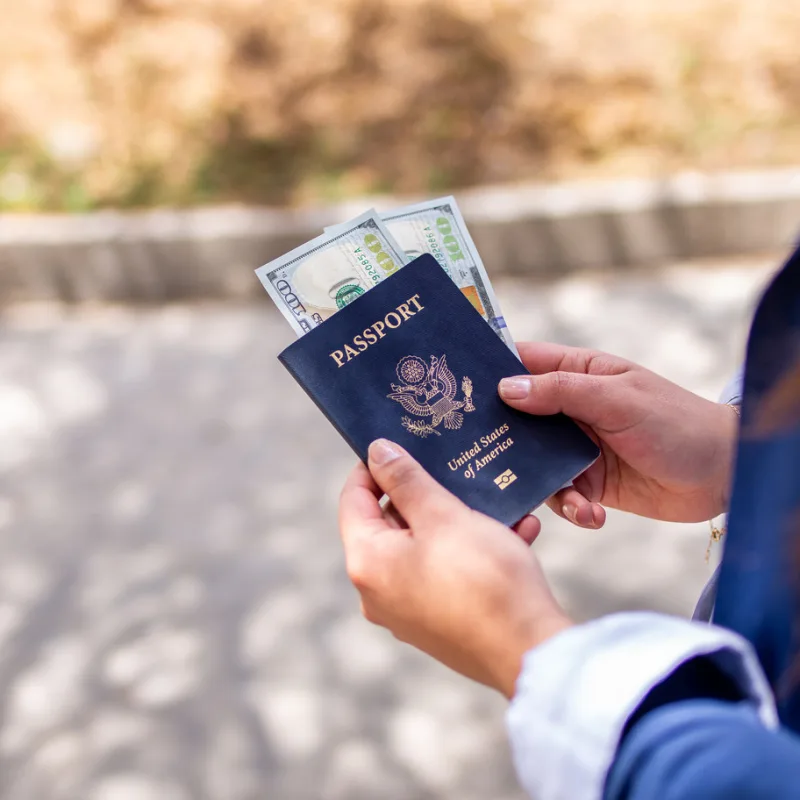 American Tourist Holiding a U.S. Passport