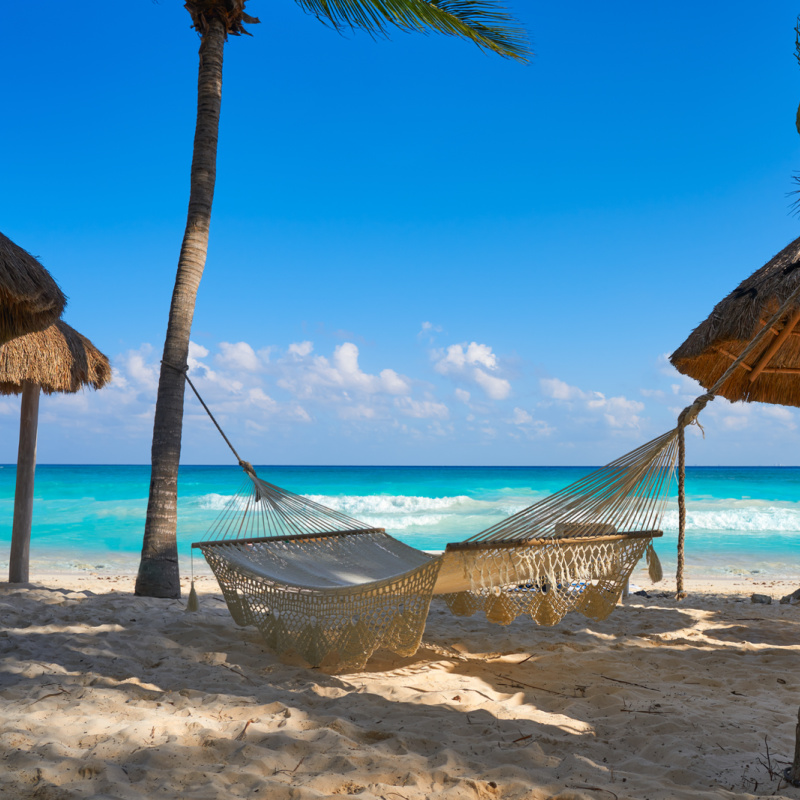 beach paradise in playa del carmen with a hammock
