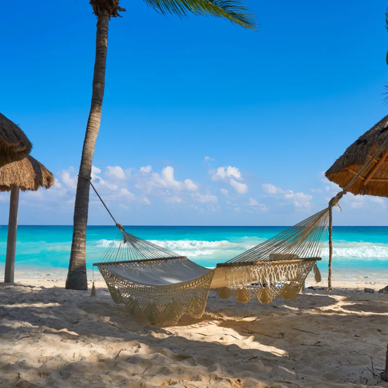 beach paradise in playa del carmen with a hammock