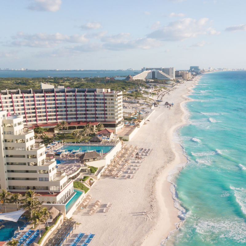 Cancun hotel zone with beautiful coastline 