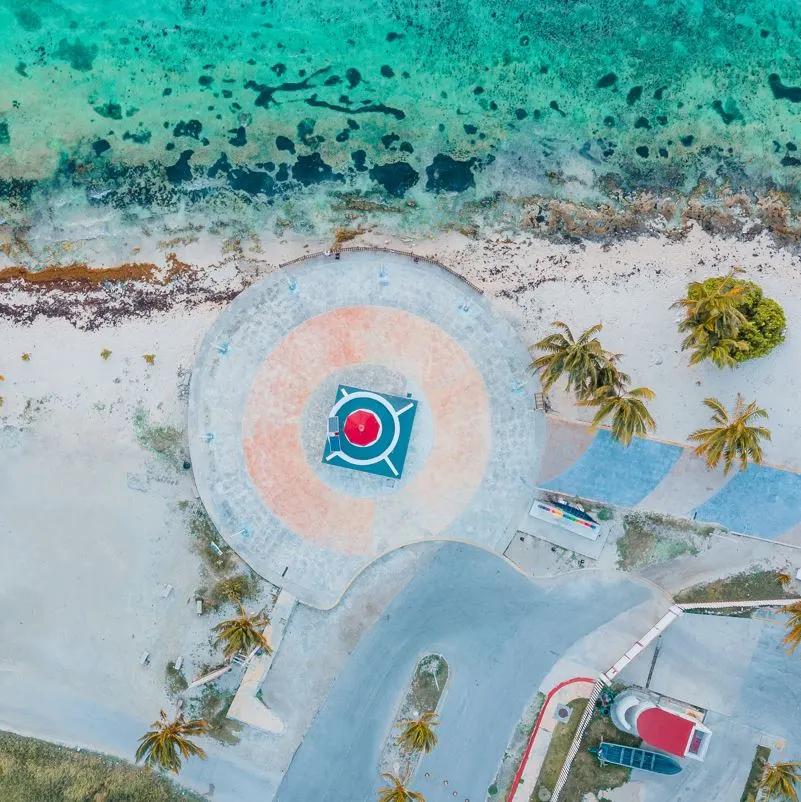 aerial view of Mahahual beach 
