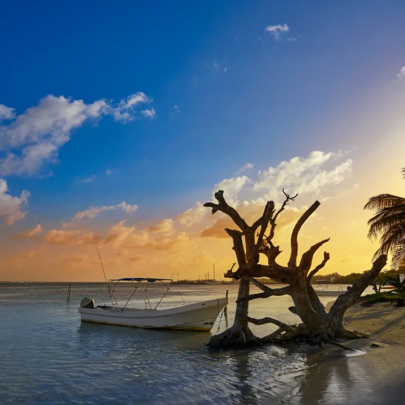 mahahual beach at sunset