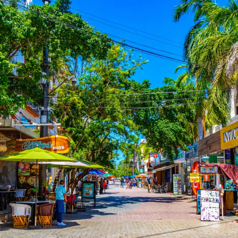 peaceful tourist street in playa del carmen