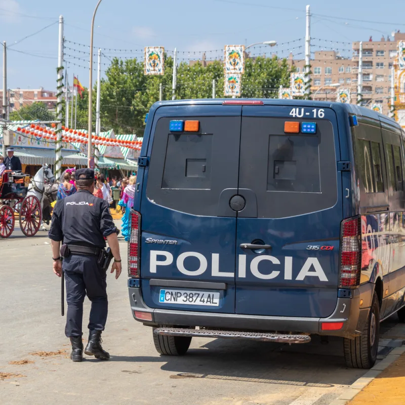 police patrolling busy tourist area 