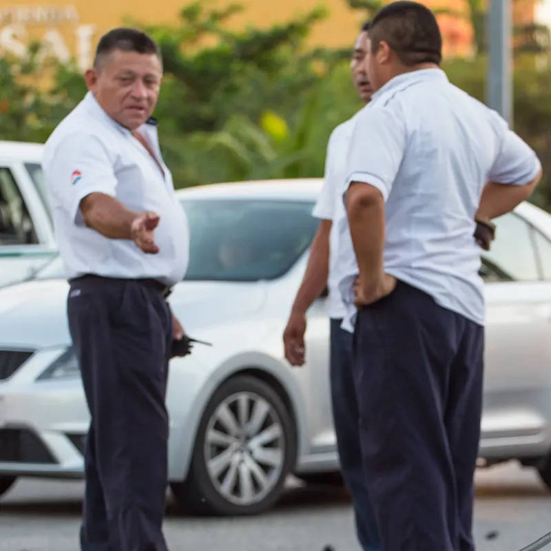 Two Drivers Arguing in the Street in Cancun, Mexico