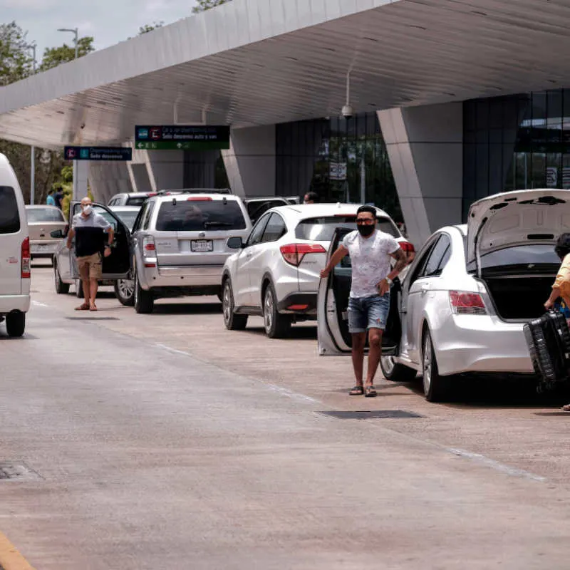 Taxis in Front of Cancun Airport