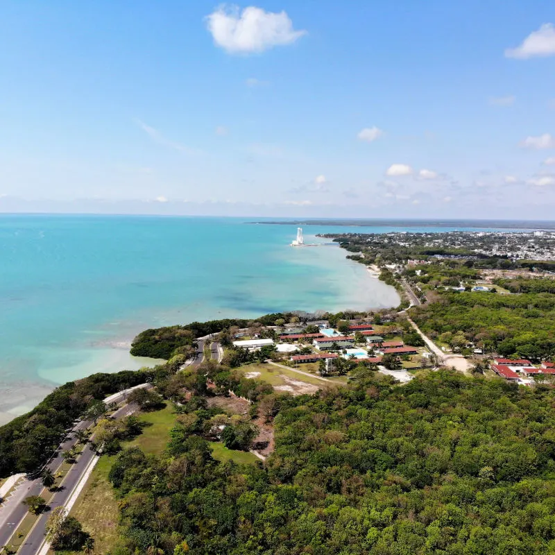 Aerial View of the Coast of Chetumal, Mexico