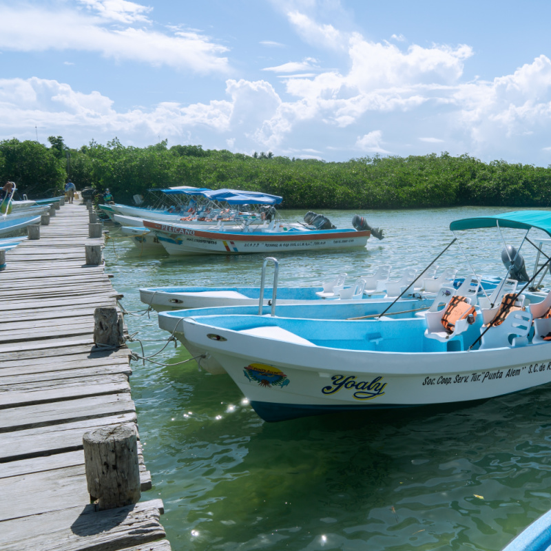 Boats at a Dock In Felipe Carrillo Puerto, Mexico