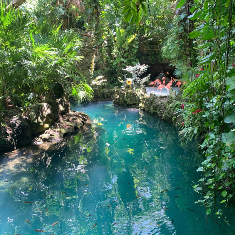 xcaret park in playa del carmen with blue water