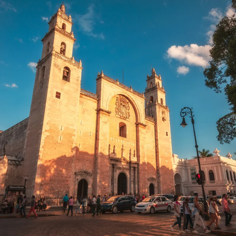 architecture in merida at sunset