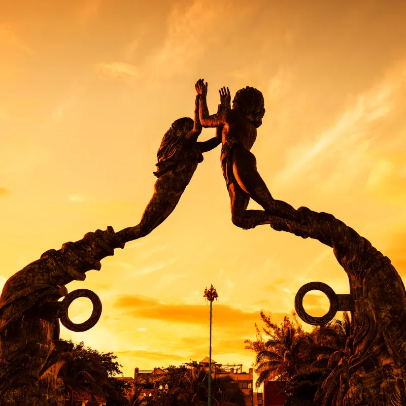 famous statue on playa del carmen beach