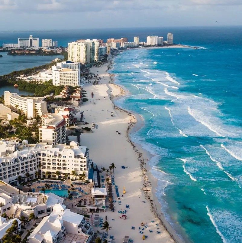 Hotel zone beaches from the air