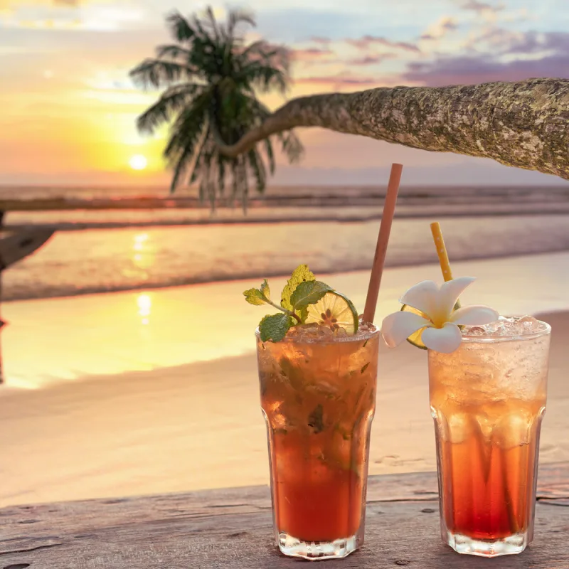 sunset beach drinks in cancun