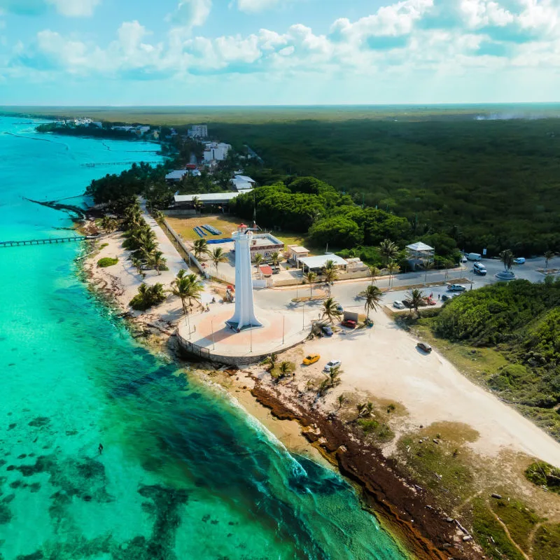 Aerial view of Mahahual, Mexico