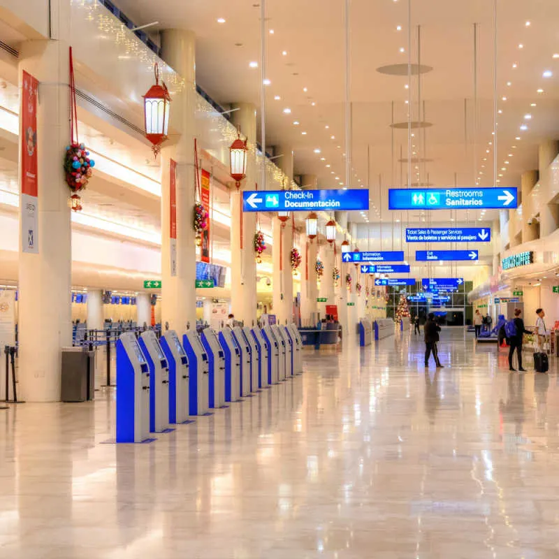 inside view of cancun international airport terminal