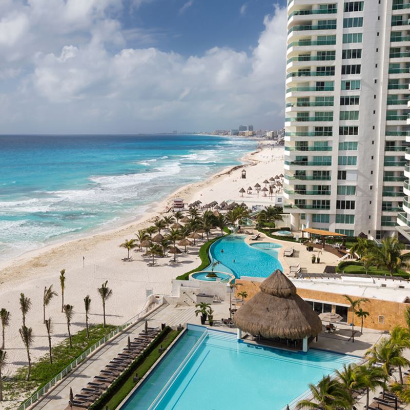 Cancun resort overlooking beach