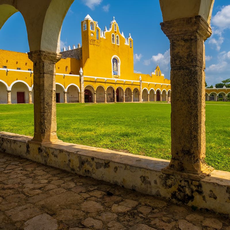 Iconic yellow painted building in Izamal 