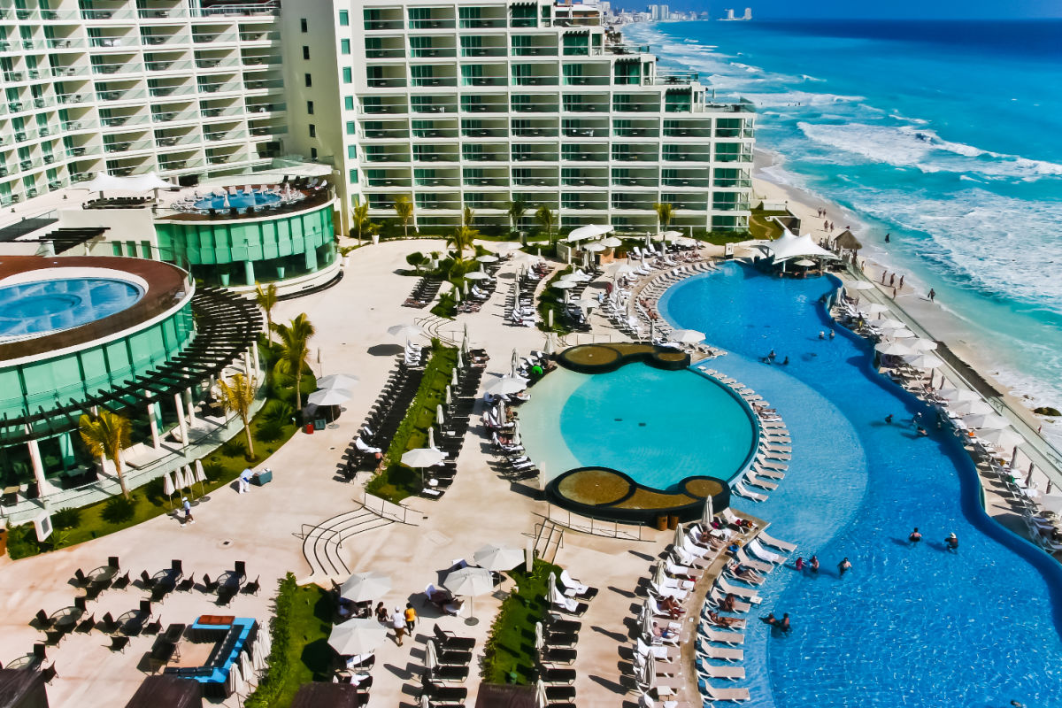 Live aqua resort in Cancun, aerial view