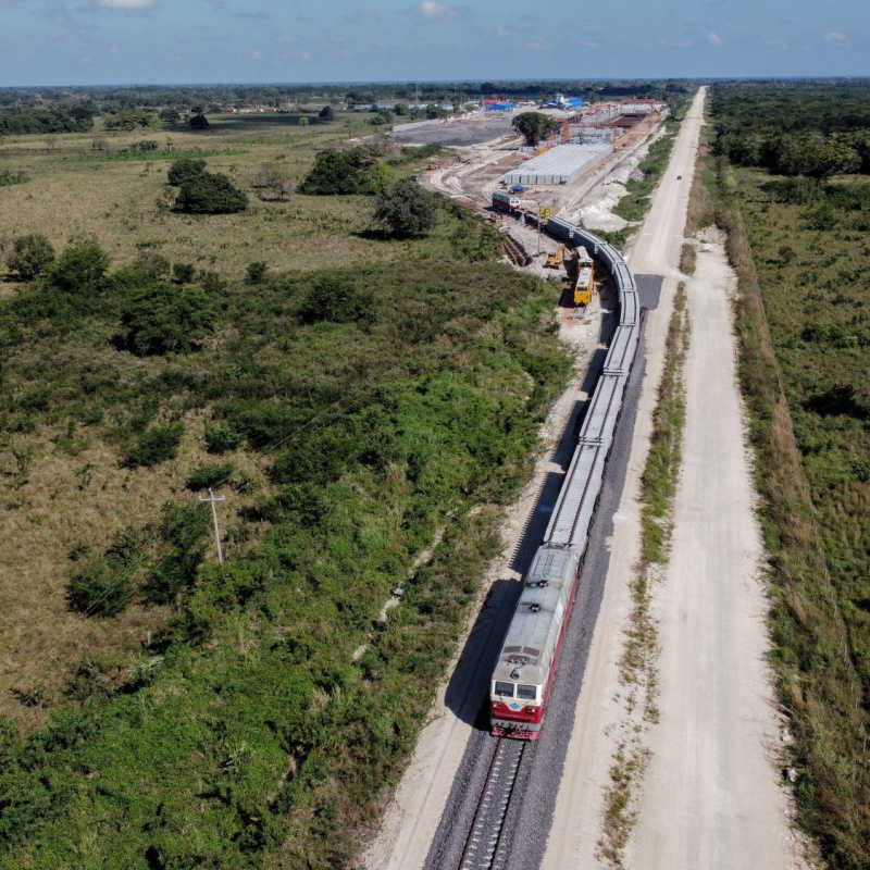 the new maya train tracks in the Mexican caribbean