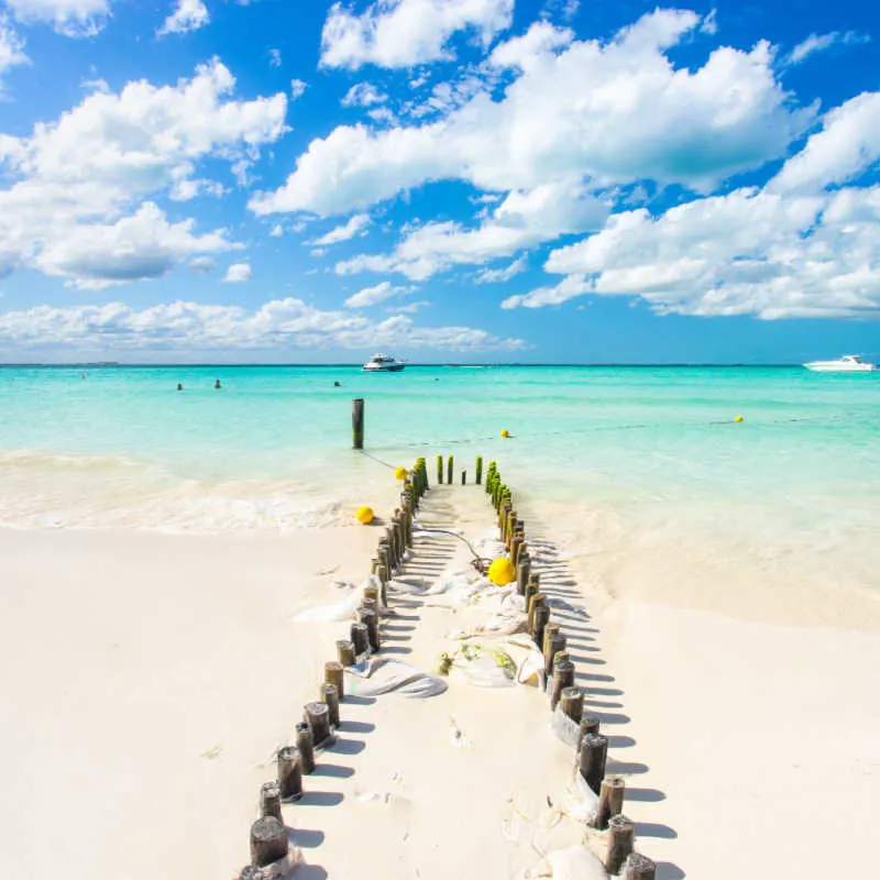 beautiful white sand beach in playa mujeres