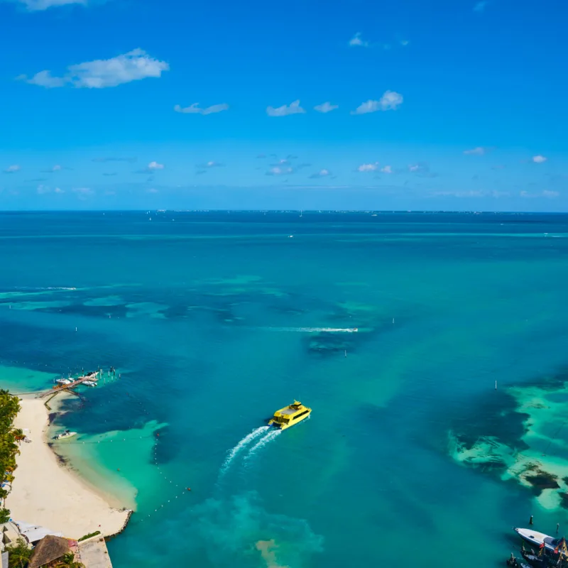 Aerial View of Cancun and the Caribbean Sea