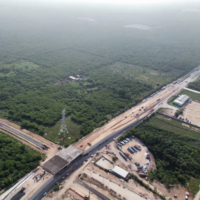 Construction of the Maya Train Route in the Yucatan Peninsula in Mexico