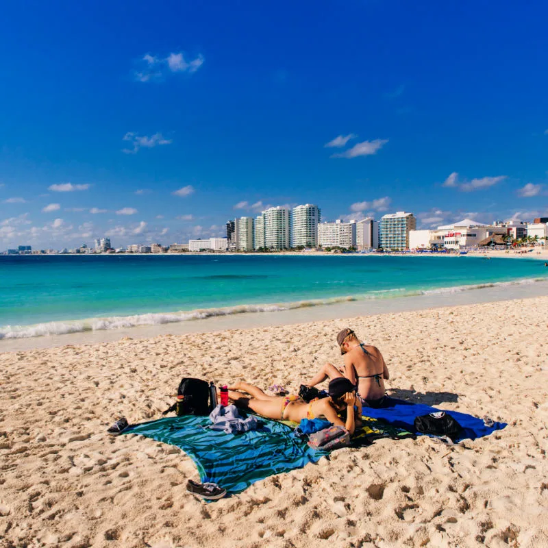 Women on the beach in Cancun