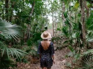 Traveler walking in the Sian Ka'an reserve
